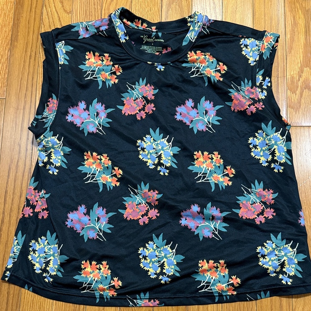 The Great Outdoors Black Floral Muscle Tee